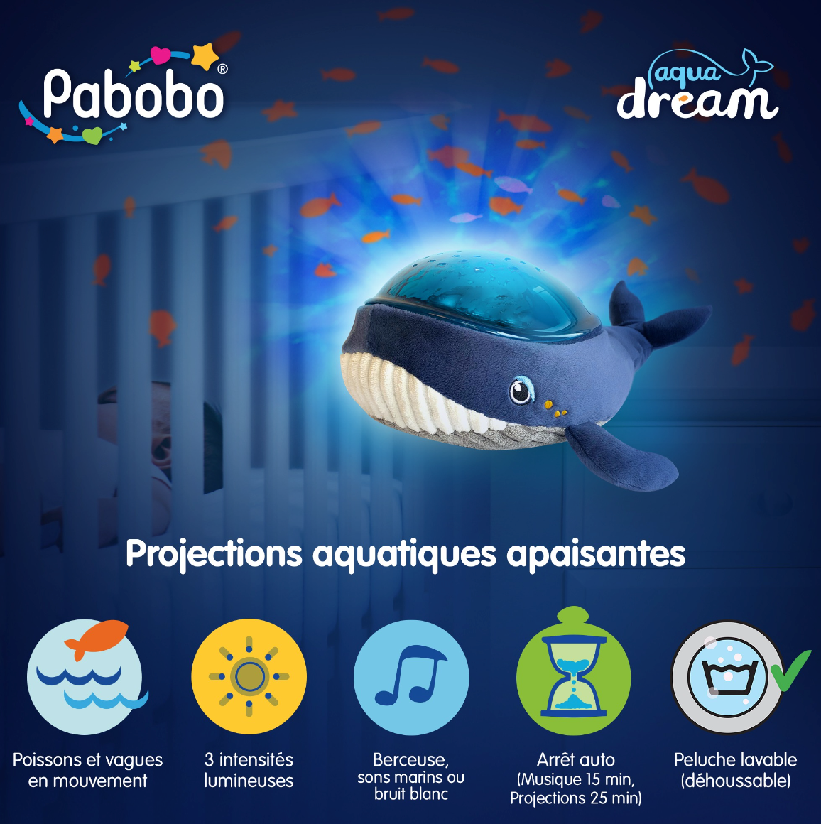 Pabobo - Projecteur effets aquatiques "Baleine"