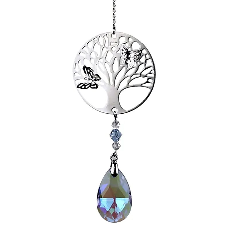 Cristal de fenêtre "Arbre de vie" et cristal mauve