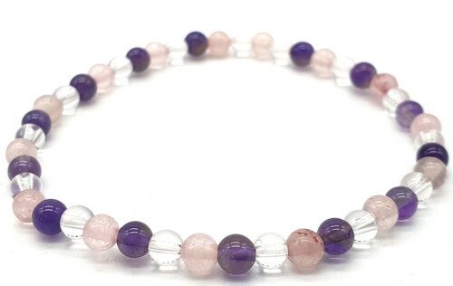 Babyshell - Bracelet de lithothérapie "Améthyste/cristal/quartz rose"