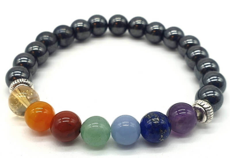 Bracelet hématite et 7 chakras