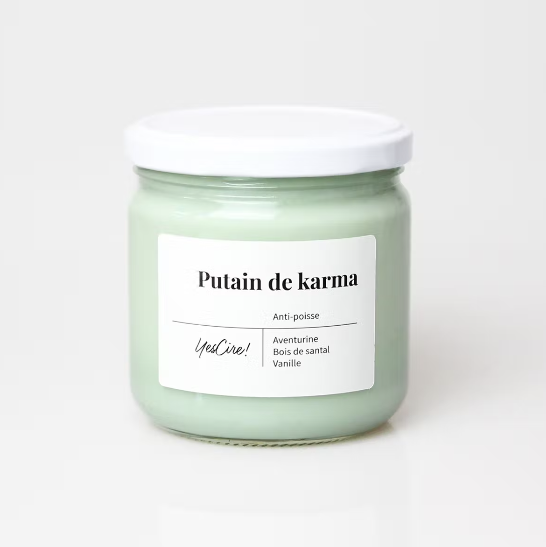 Yescire "Putain de karma | Bougie aventurine "anti-poisse"