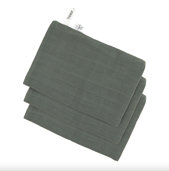 Lassig - Lot de 3 gants de toilette "Petrol green"