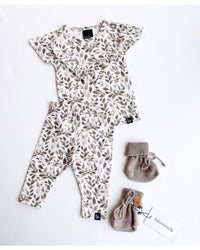 Babystyling - T-shirt manches volantées "Flowy leaves"