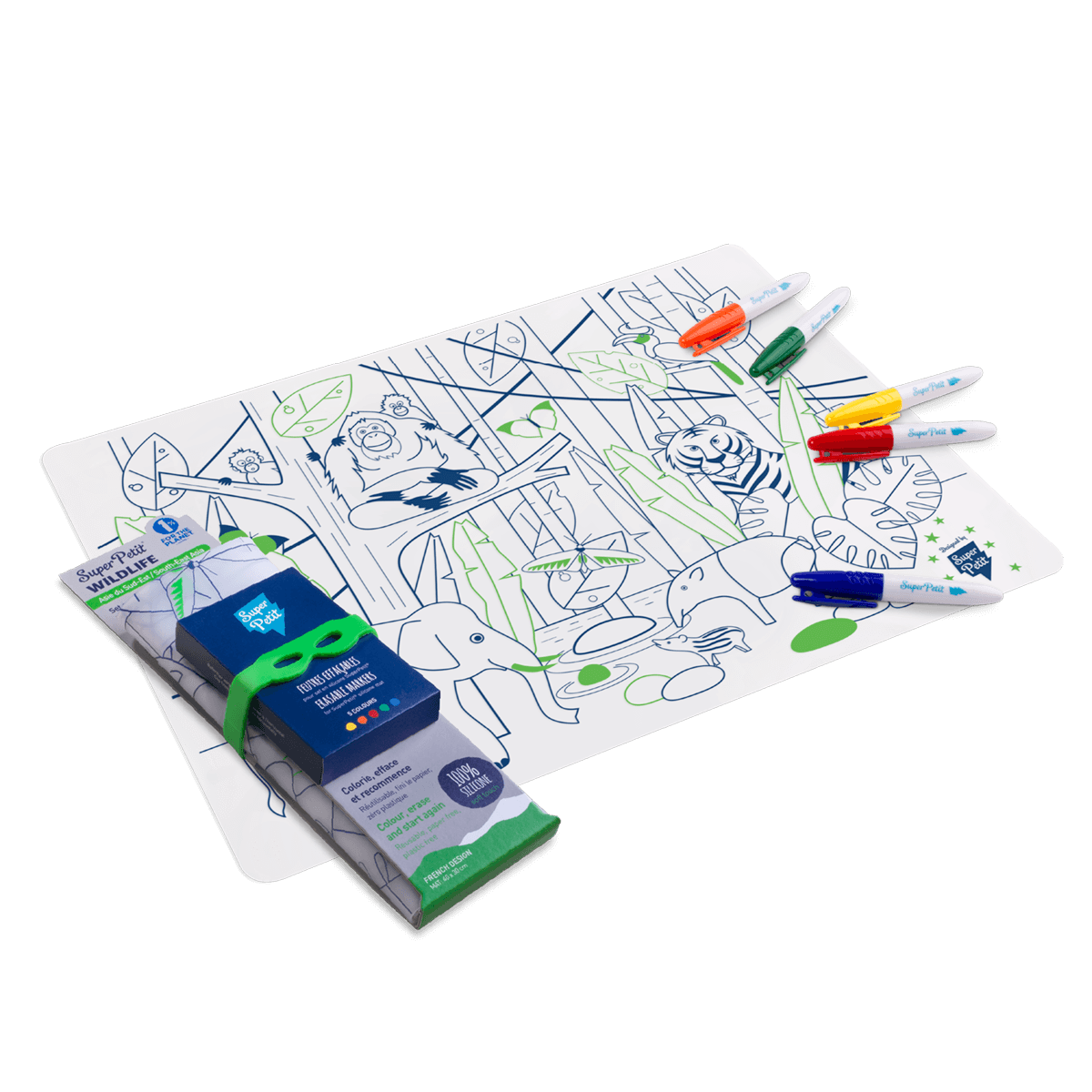 Super petit - Set de table à dessiner à l'infini " Jungle"